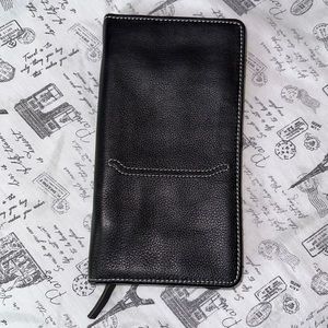 Black Leather Travel Wallet/Wristlet